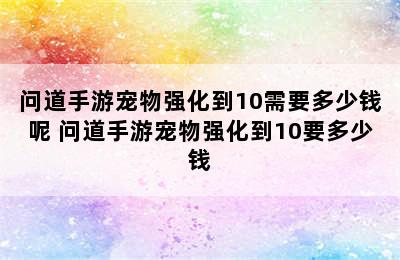 问道手游宠物强化到10需要多少钱呢 问道手游宠物强化到10要多少钱